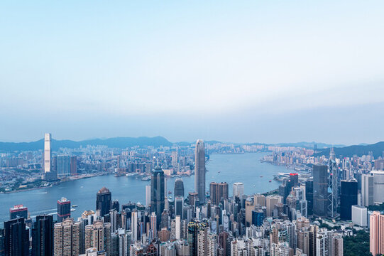 中國香港維多利亞港城市建筑風(fēng)光