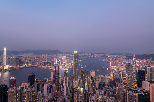 中國香港維多利亞港夜景城市風(fēng)光