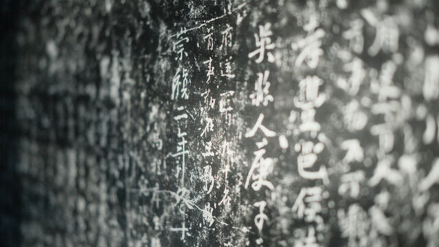 書法拓印雕刻墻特寫