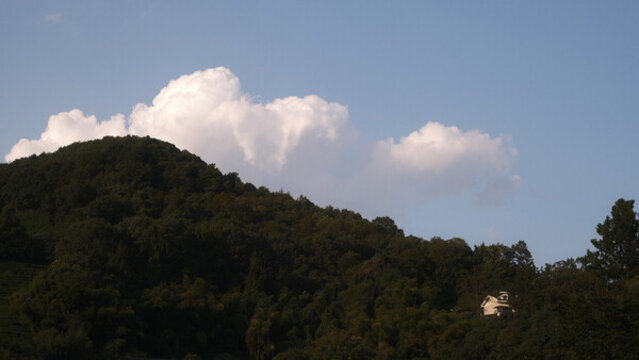 天空云朵襯托著風(fēng)景的樹(shù)木