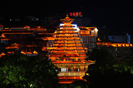 廣西桂林龍勝城區(qū)夜景
