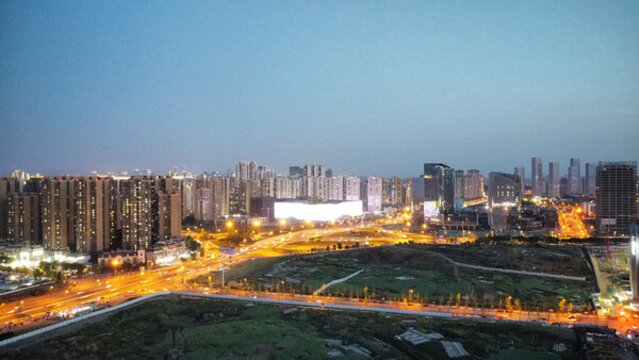 城鎮(zhèn)夜景航拍