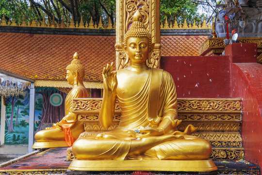 勐泐大佛寺抬手渡金雙佛雕塑