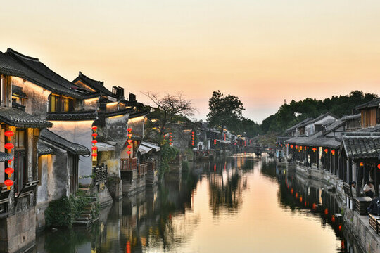 浙江嘉興嘉善西塘古鎮(zhèn)景區(qū)夜景