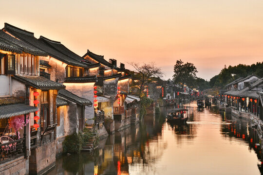 浙江嘉興嘉善西塘古鎮(zhèn)景區(qū)夜景