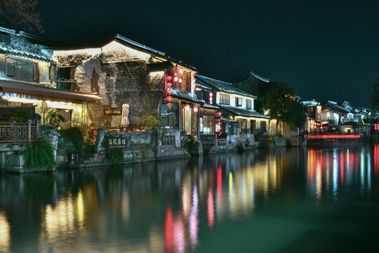 浙江嘉興嘉善西塘古鎮(zhèn)景區(qū)夜景