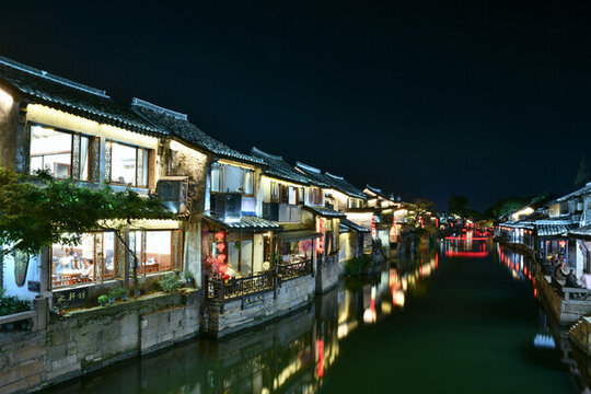 浙江嘉興嘉善西塘古鎮(zhèn)景區(qū)夜景
