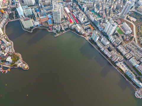 航拍云南紅河州個舊市城市風(fēng)光