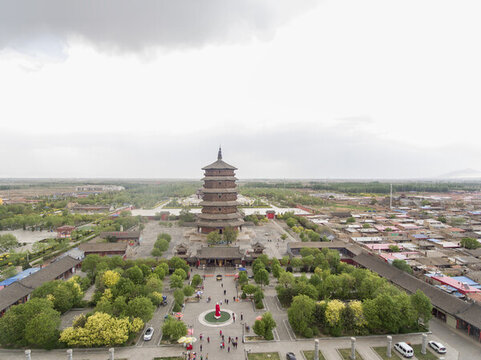 航拍山西省朔州市應(yīng)縣木塔