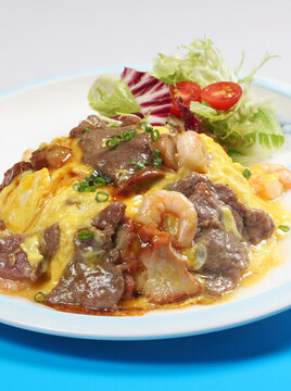 滑蛋三寶飯