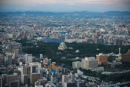 日本名古屋市黃昏時刻城市建筑風(fēng)光