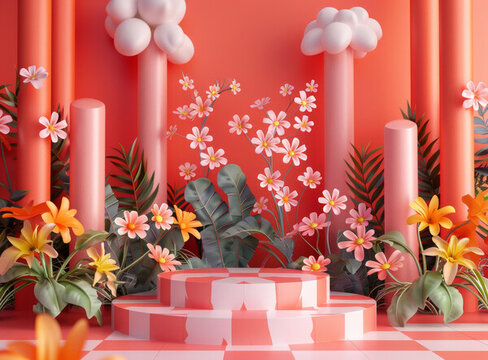 鮮花展示臺插畫設(shè)計