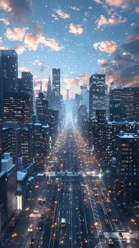 夢(mèng)幻雪夜都市風(fēng)景