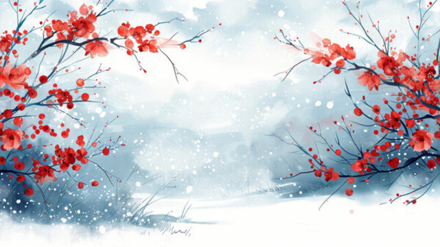 雪中紅梅圖