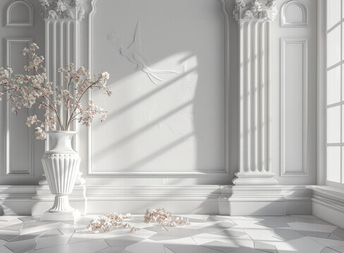 白色花卉裝飾的優(yōu)雅房間