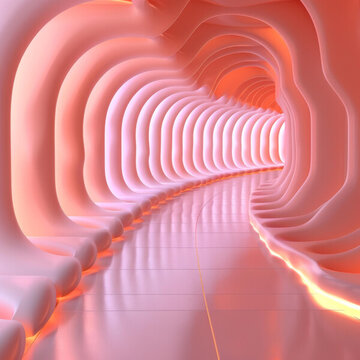抽象粉紅色隧道建筑圖