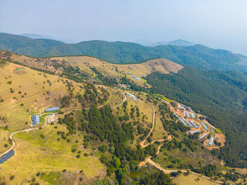 航拍山頂牧場田園風(fēng)光