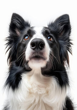 邊境牧羊犬凝視著鏡頭外的東西