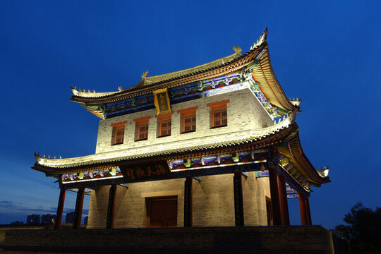 即墨古城奎明樓夜景