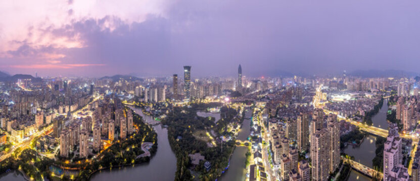 航拍溫州都市夜景