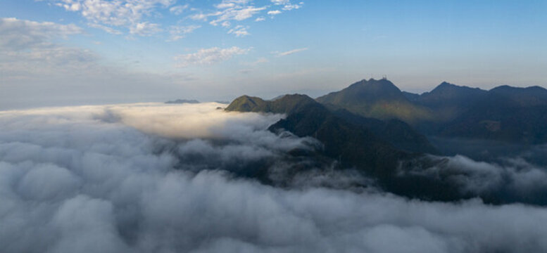 杭州千島湖山峰高山云海風(fēng)光航拍