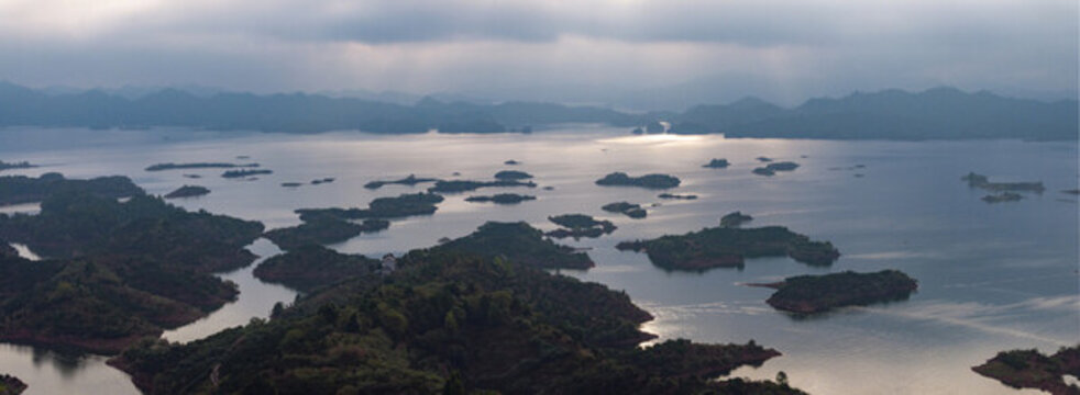 杭州千島湖山峰高山云海風(fēng)光航拍