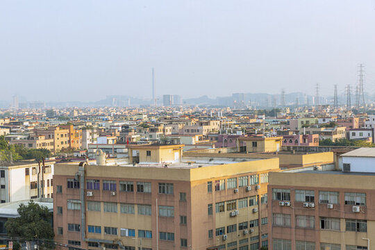 俯拍城市居民區(qū)建筑群
