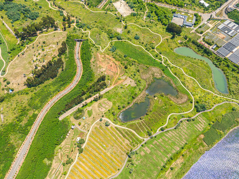 航拍視角下的陽宗海濕地公園