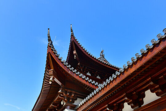 古建筑飛檐天空背景