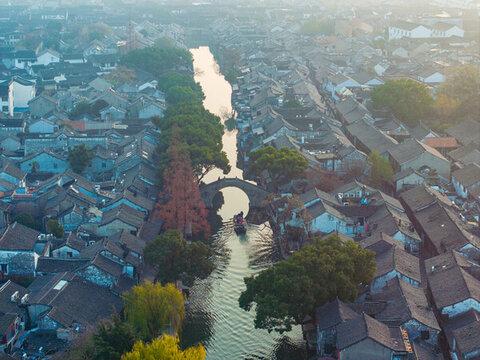 江南水鄉(xiāng)西塘古鎮(zhèn)航拍