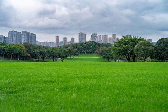 重慶市渝北區(qū)中央公園與城市建筑