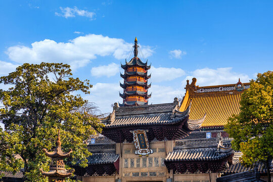 江蘇省鎮(zhèn)江金山及金山寺的秋季風(fēng)光