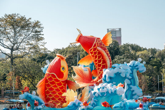 廣州新春燈會(huì)錦鯉造型花燈