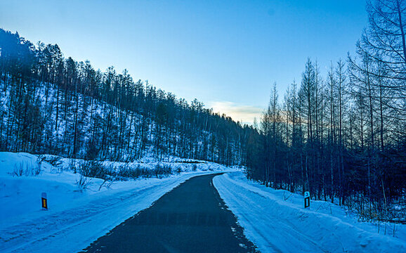 林間公路雪景