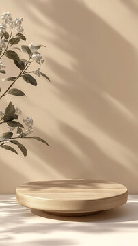 帶有花卉裝飾的優(yōu)雅木質(zhì)展示平臺