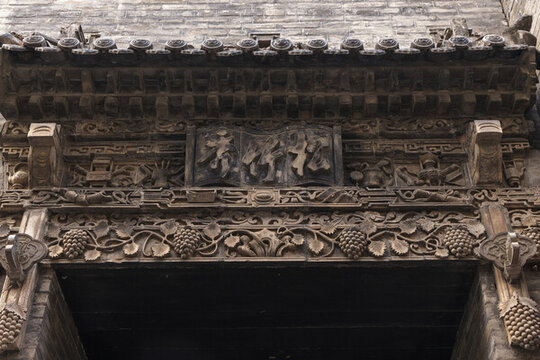 古色古香古代屋檐石雕山西喬家大院