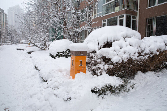 大連城市居民小區(qū)的雪景