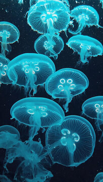 深海發(fā)光水母的美麗景象
