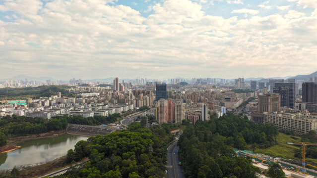 遠處望去便是密密麻麻的城市建筑