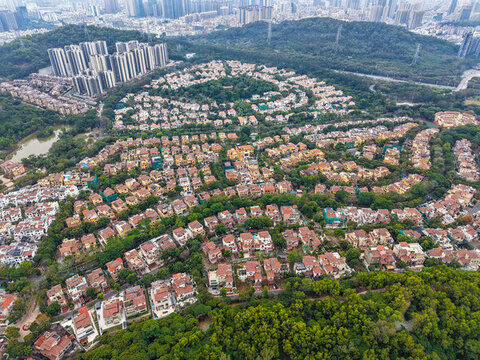 深圳尖崗山公園航拍鐵崗水庫