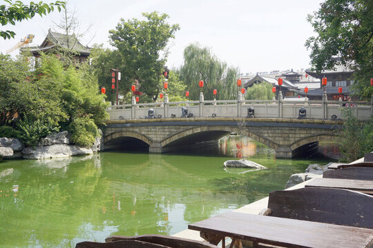 洛陽(yáng)洛邑古城立德橋水景園林