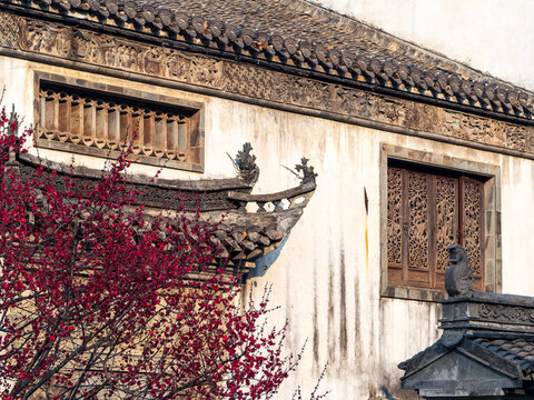 老門東徽派建筑與紅梅