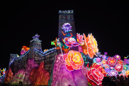 長(zhǎng)城鮮花彩燈