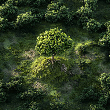 野外大樹草地樹木