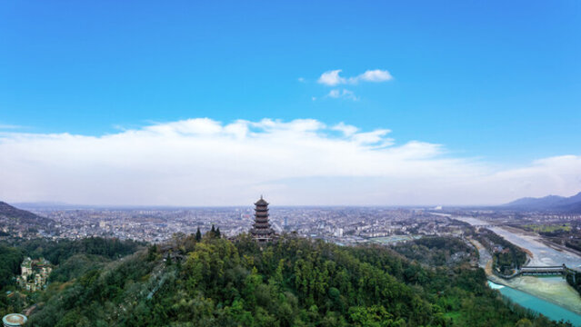 航拍成都都江堰水利工程