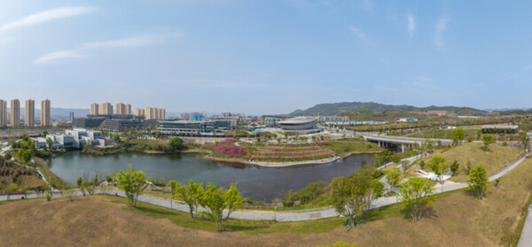 重慶科學(xué)城鳳鳴湖公園全景航拍