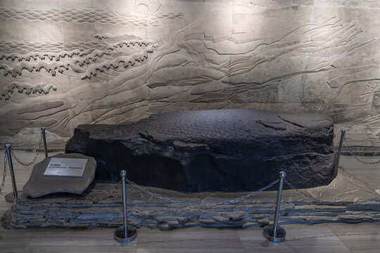重慶涪陵白鶴梁博物館里展示的高浮雕石魚