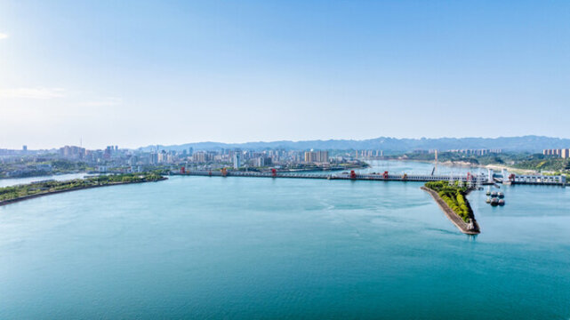 湖北宜昌長江葛洲壩水利工程遠景