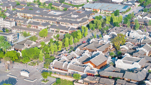 四川宜賓地標(biāo)李莊古鎮(zhèn)的無(wú)人機(jī)航拍