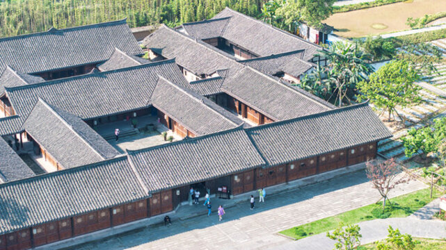 四川宜賓熱門旅游目的地李莊古鎮(zhèn)航拍